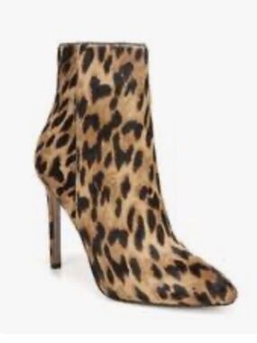 🤩 Sam Edelman Wren Almond Toe Genuine Calf Hair Leopard Print Bootie - size 7.5